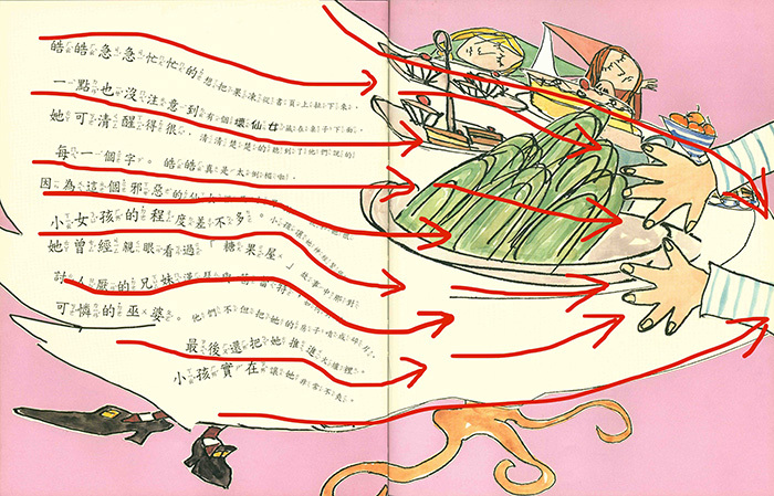 圖二，字體排列如桌布被拉扯的布痕線條圖片